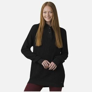 Prana‎ Milani Tunic Black Womens SMALL Hooded Pullover Waffle Knit Sweater NWT